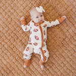 Little Joy Co. Football Print Bamboo Zipper Romper for Babies Soft - Everetts Place Boutique - 