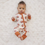 Little Joy Co. Football Print Bamboo Zipper Romper for Babies Soft - Everetts Place Boutique - 