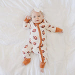 Little Joy Co. Football Print Bamboo Zipper Romper for Babies Soft - Everetts Place Boutique - 