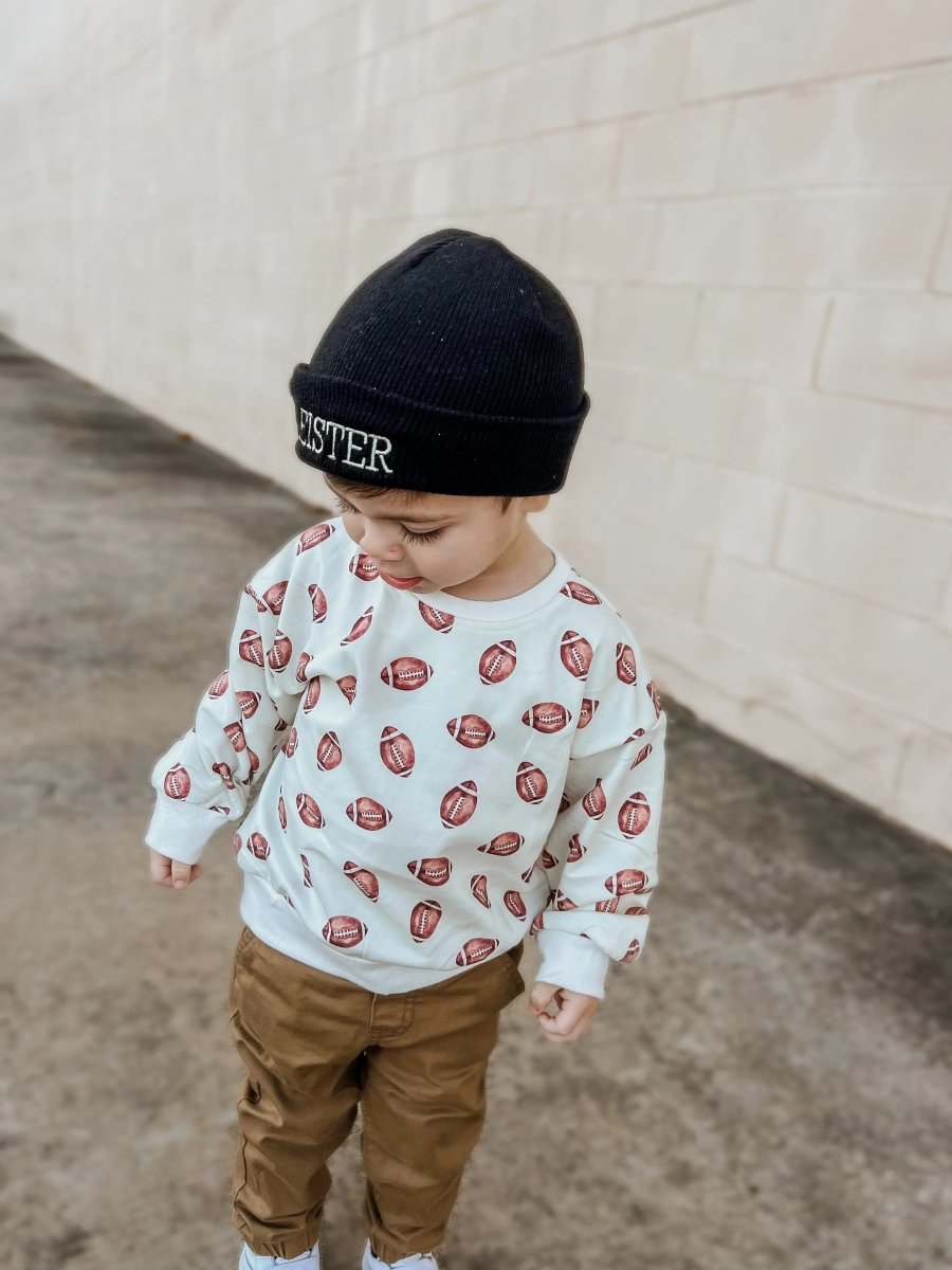 Little Joy Co. Football Print Cotton Crewneck Sweatshirt Unisex Classic - Everetts Place Boutique - 
