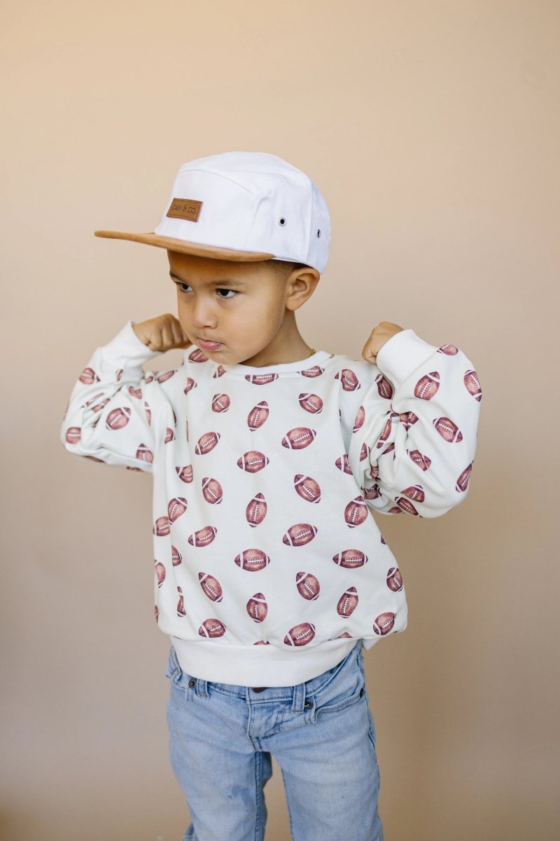 Little Joy Co. Football Print Cotton Crewneck Sweatshirt Unisex Classic - Everetts Place Boutique - 
