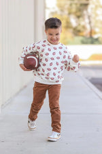 Little Joy Co. Football Print Cotton Crewneck Sweatshirt Unisex Classic - Everetts Place Boutique - 