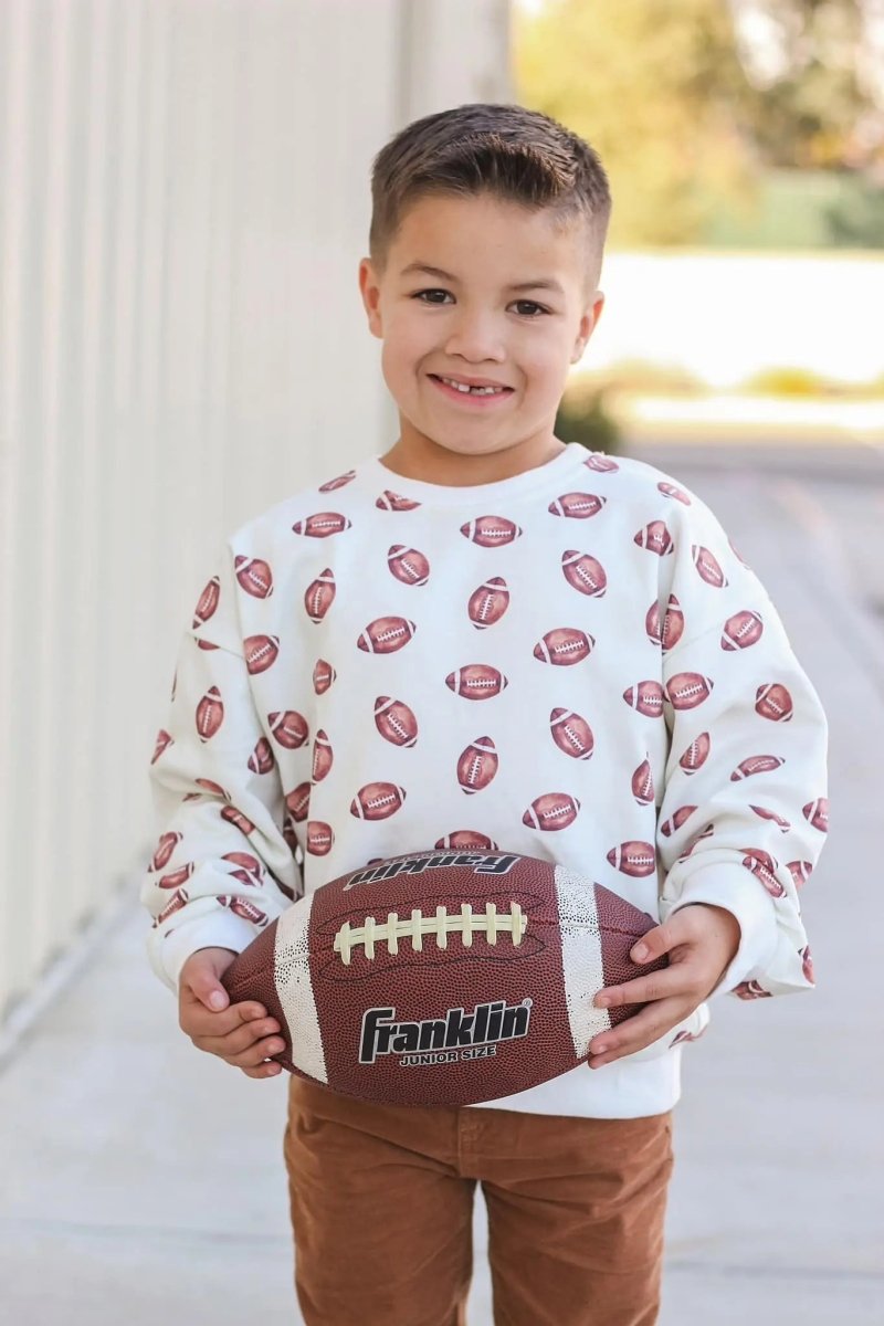 Little Joy Co. Football Print Cotton Crewneck Sweatshirt Unisex Classic - Everetts Place Boutique - 