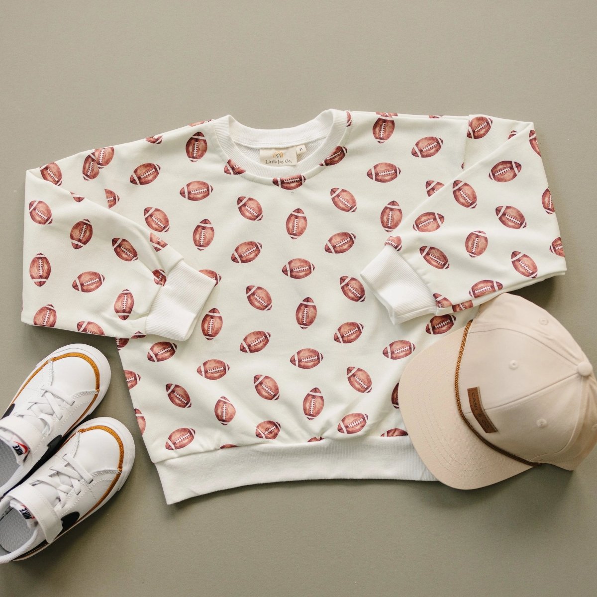 Little Joy Co. Football Print Cotton Crewneck Sweatshirt Unisex Classic - Everetts Place Boutique - 