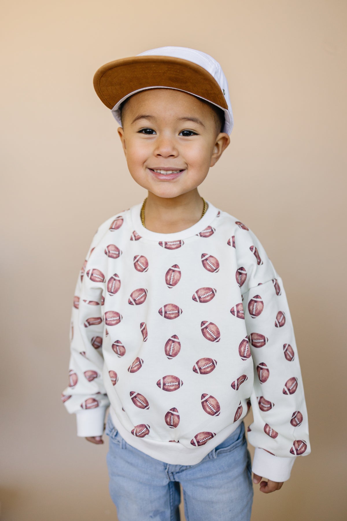 Little Joy Co. Football Print Crewneck Sweatshirt - 