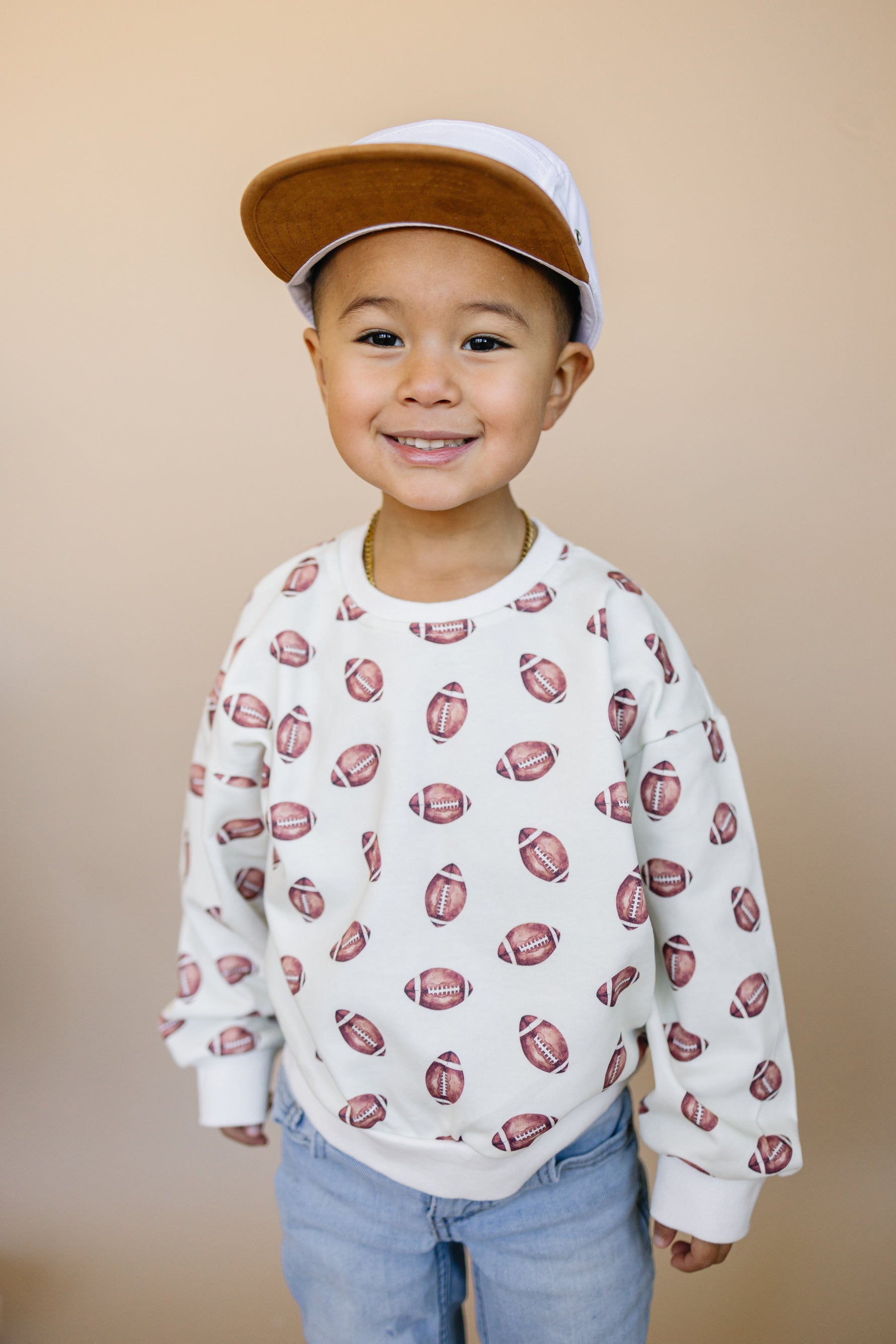 Little Joy Co. Football Print Crewneck Sweatshirt - 