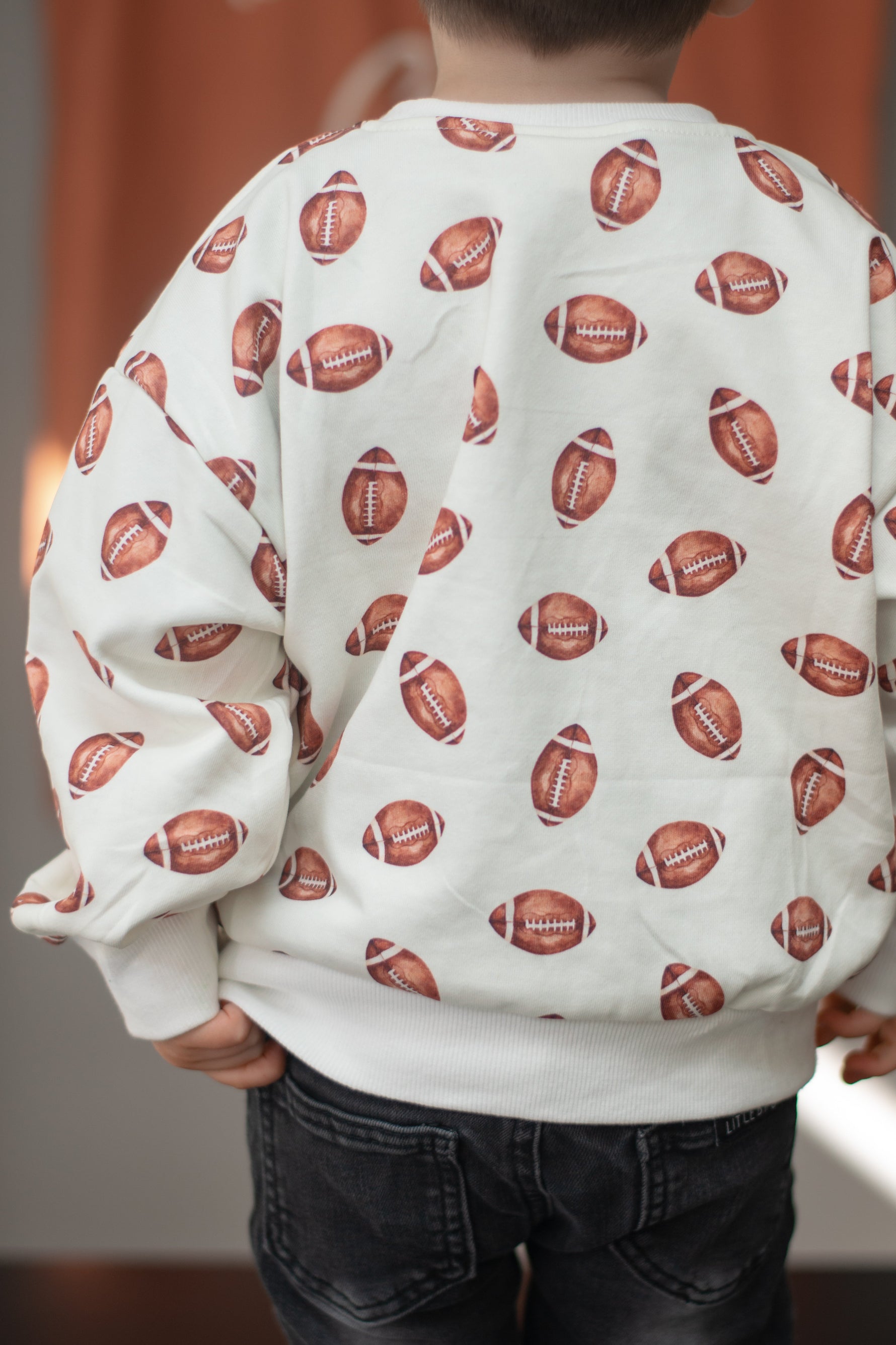 Little Joy Co. Football Print Crewneck Sweatshirt - 