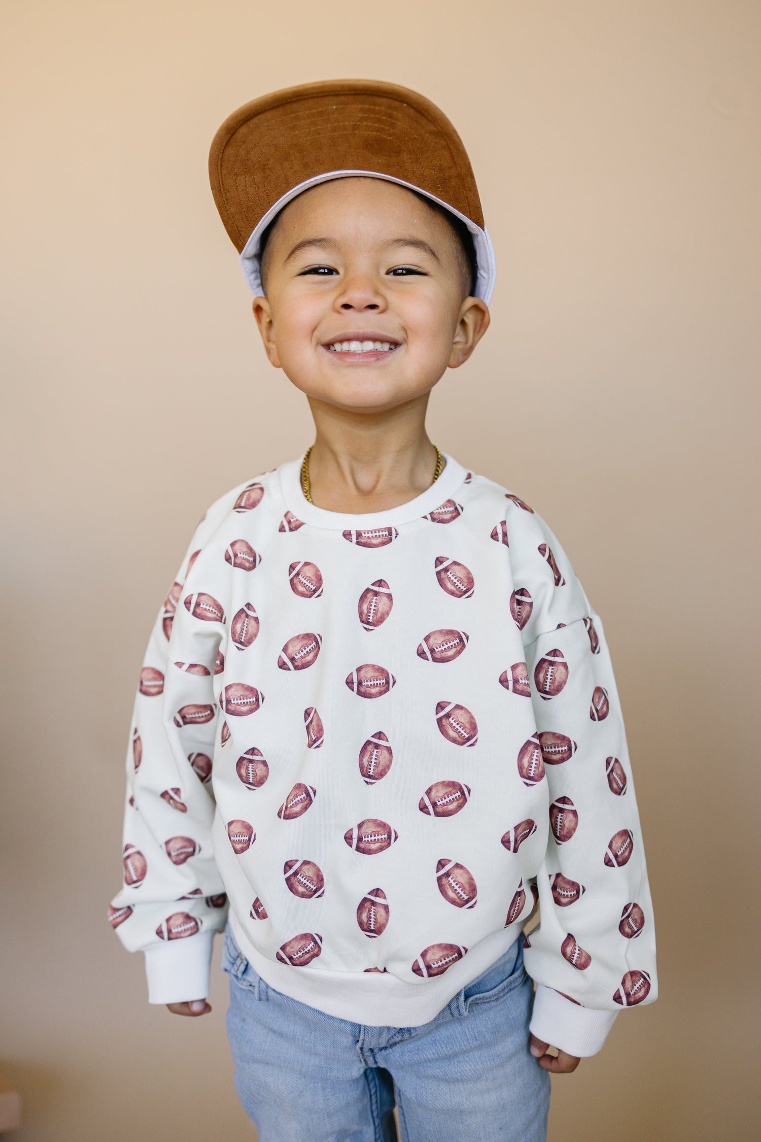 Little Joy Co. Football Print Crewneck Sweatshirt - 