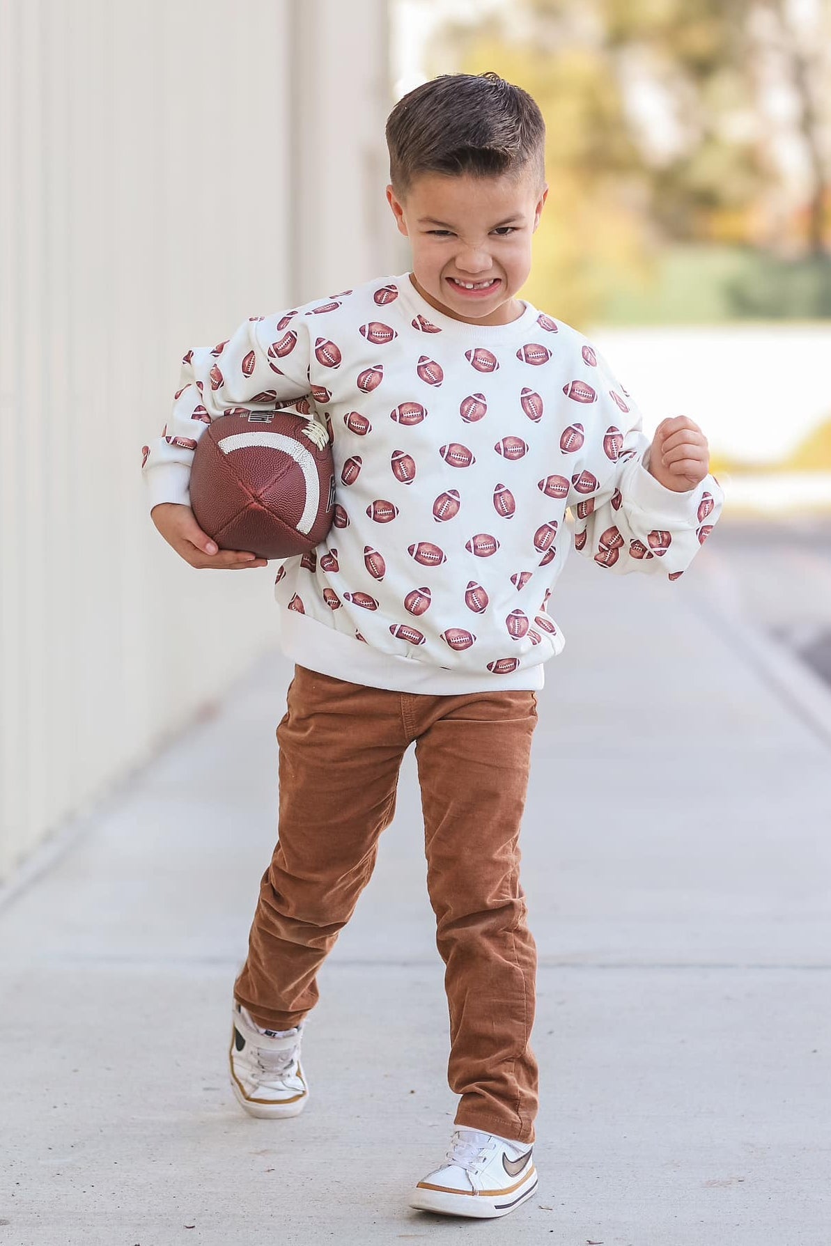 Little Joy Co. Football Print Crewneck Sweatshirt - 