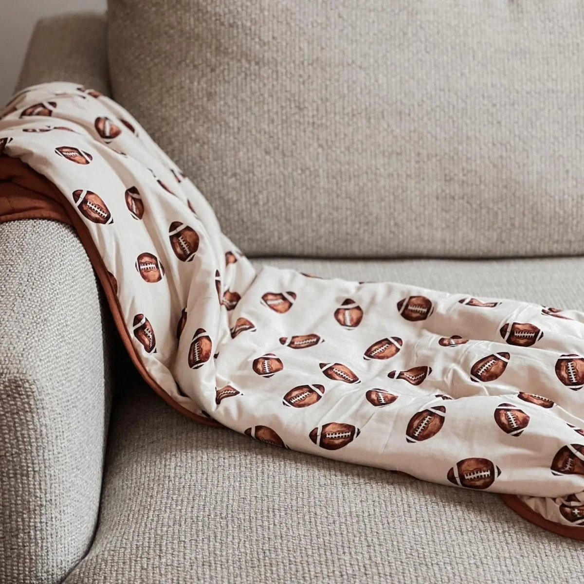 Little Joy Co. Football Print Quilted Bamboo Blanket 1 Tog Toddler - Everetts Place Boutique - 