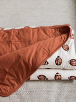 Little Joy Co. Football Print Quilted Bamboo Blanket - 1.0 Tog - 