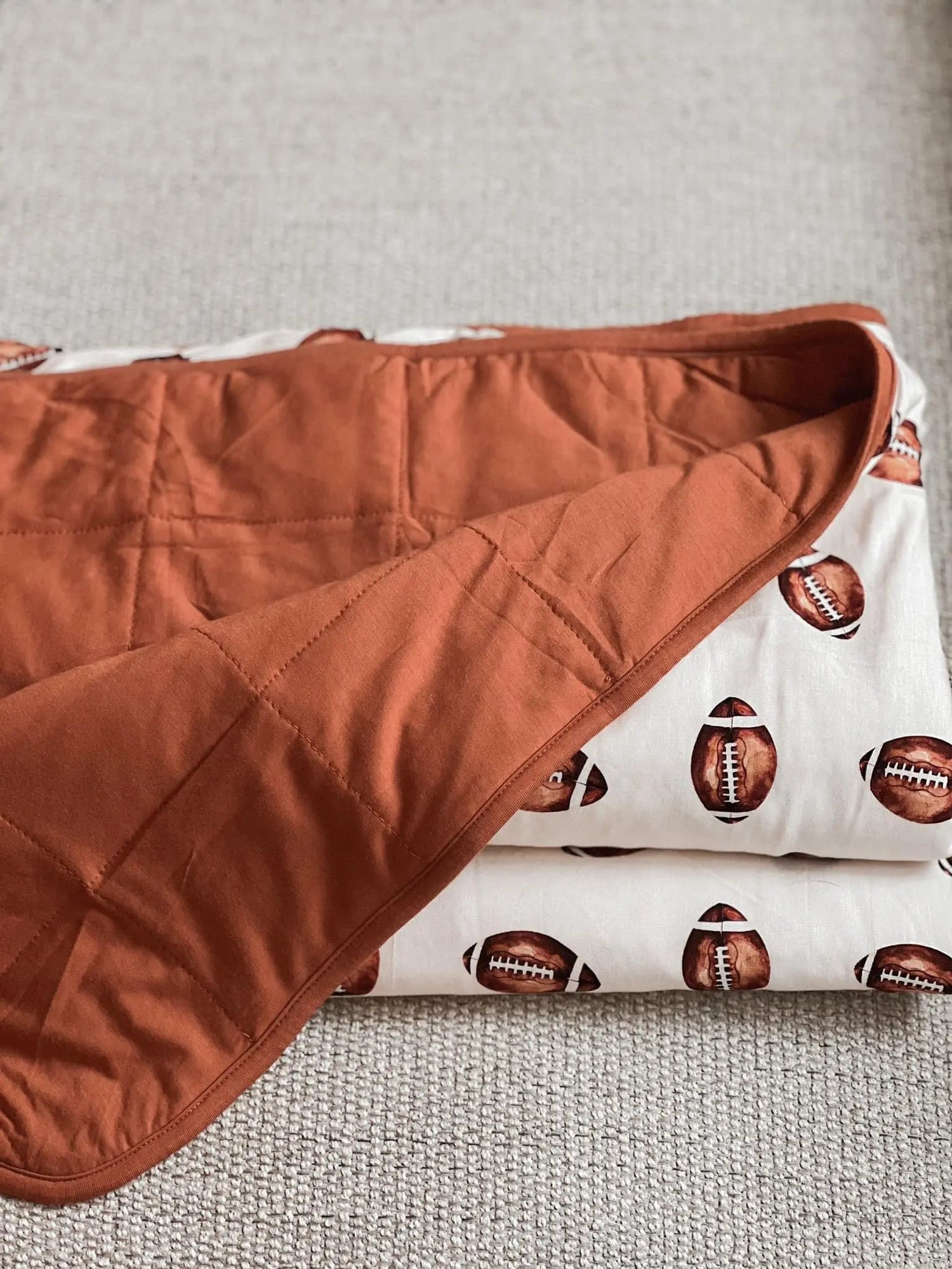 Little Joy Co. Football Print Quilted Bamboo Blanket - 1.0 Tog - 