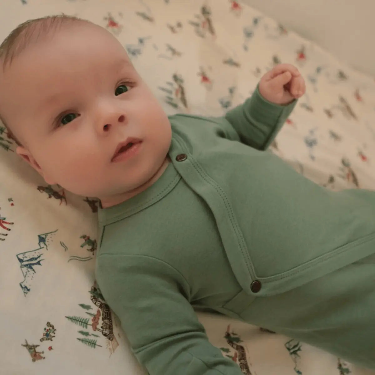 Finn + Emma footie | Basil Green - 