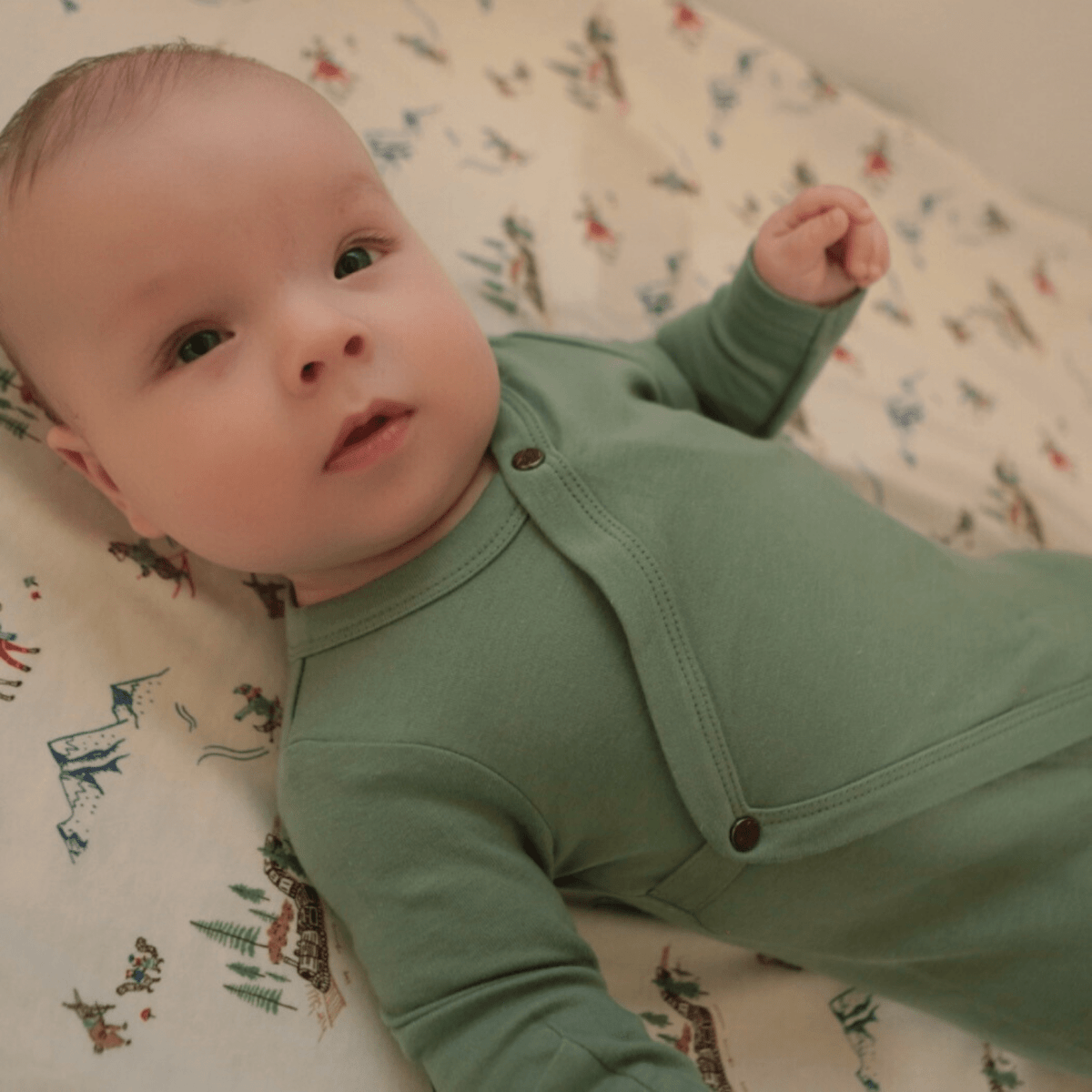 Finn + Emma footie | Basil Green - 