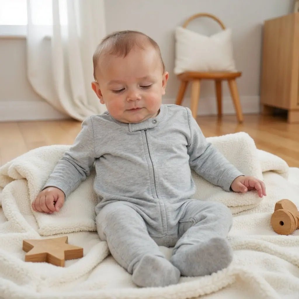 Finn + Emma footie | heather - 