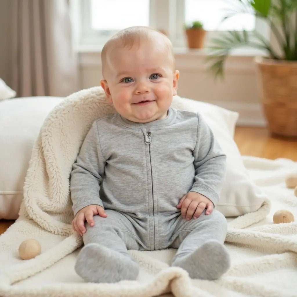 Finn + Emma footie | heather - 