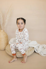 Little Joy Co. Forest Friends 2pc Bamboo Pajamas - Fall Woodland PJ Set for Toddlers and Kids - 