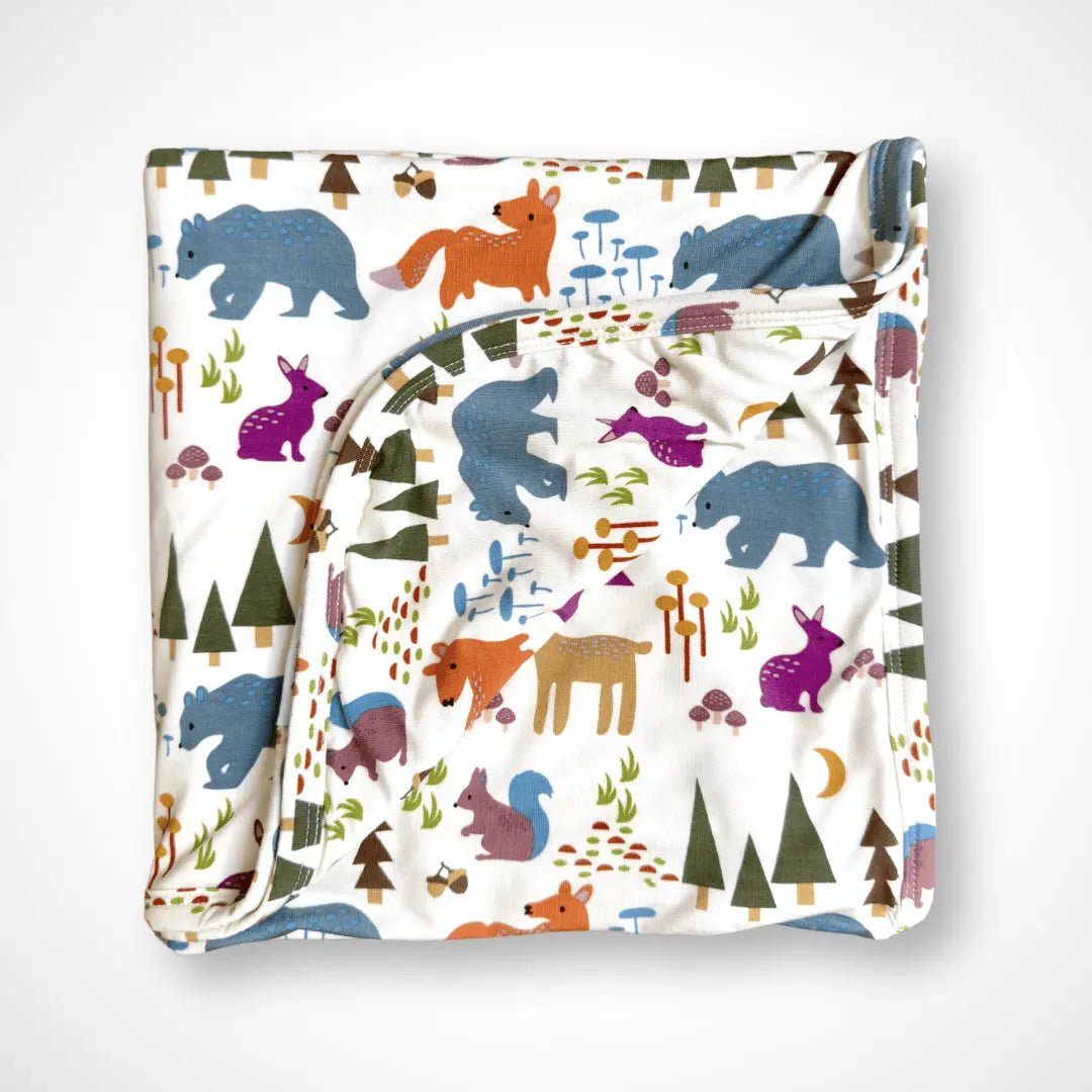 Kolorful Forest Friends Blanket Bamboo Soft Stretchy Swaddle Nursing Cover Stroller Cover - Everetts Place Boutique - 