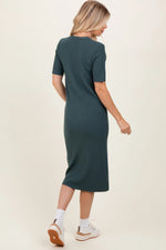 PinkBlush Forest Green Button Down Sweater Midi Dress - 
