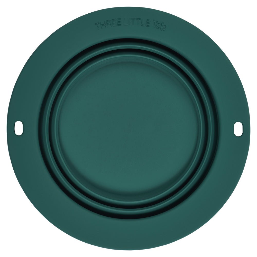 Three Little Tots Forest Green Collapsible Bowl for Travel or Home - 