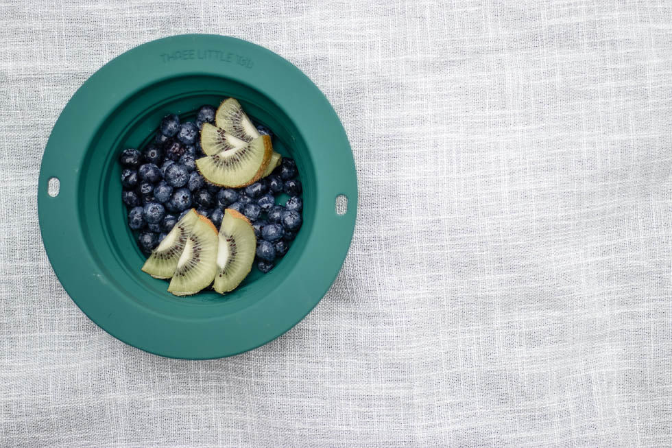 Three Little Tots Forest Green Collapsible Bowl for Travel or Home - 