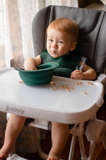 Three Little Tots Forest Green Collapsible Bowl for Travel or Home - 