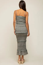 PinkBlush Forest Green Floral Smocked Ruffle Tier Maternity Midi Dress - 