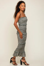 PinkBlush Forest Green Floral Smocked Ruffle Tier Midi Dress - 