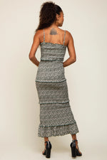 PinkBlush Forest Green Floral Smocked Ruffle Tier Midi Dress - 
