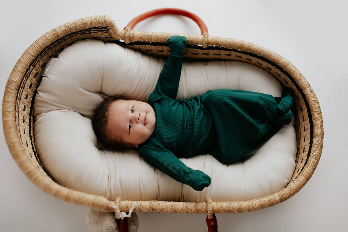 Three Little Tots Forest Green Knotted Newborn Baby Gown - 