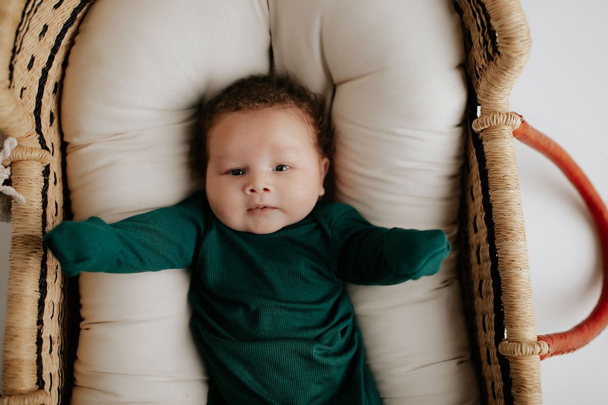 Three Little Tots Forest Green Knotted Newborn Baby Gown - 