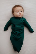 Three Little Tots Forest Green Knotted Newborn Baby Gown - 