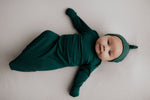 Three Little Tots Forest Green Knotted Newborn Baby Gown - 