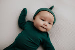 Three Little Tots Forest Green Knotted Newborn Baby Gown - 