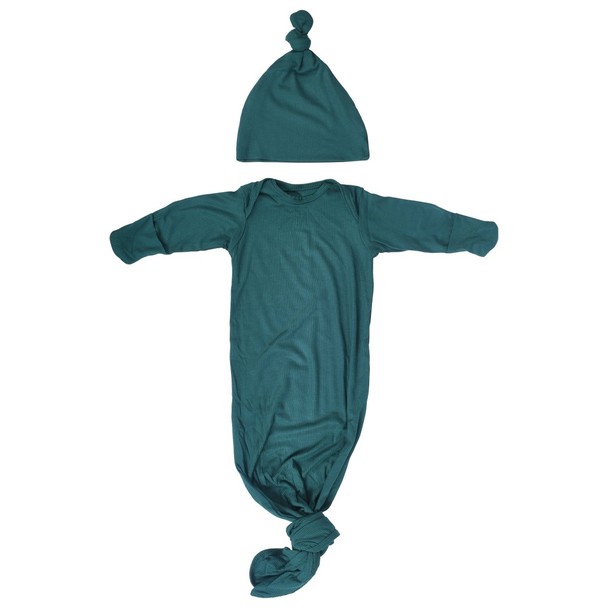 Three Little Tots Forest Green Knotted Newborn Baby Gown - 