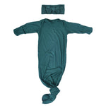 Three Little Tots Forest Green Knotted Newborn Baby Gown - 