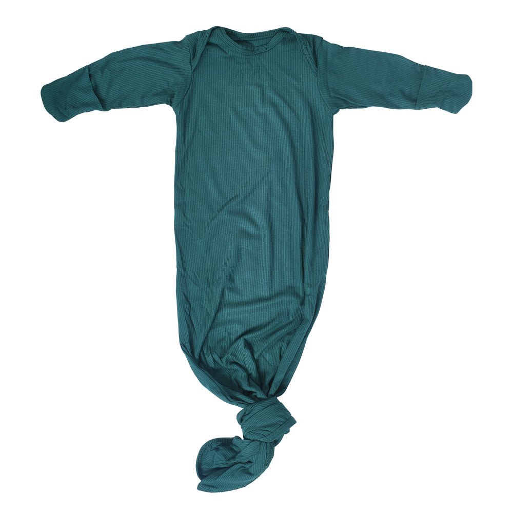 Three Little Tots Forest Green Knotted Newborn Baby Gown - 