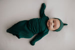 Three Little Tots Forest Green Knotted Newborn Baby Gown - 