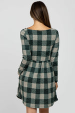 PinkBlush Forest Green Plaid Knit Maternity Dress - 
