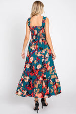 PinkBlush Forest Green Printed Smocked Midi Dress - 