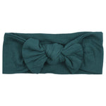 Three Little Tots Forest Green Ribbed Knotted Headband Bow - 