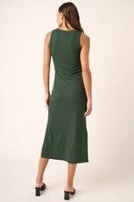 PinkBlush Forest Green Ribbed Side Slit Tank Dress - 