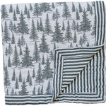 Forest + Green Stripes Muslin Quilt - Winter, Larch, Conifers, Freezing, Pine family | Everetts Place