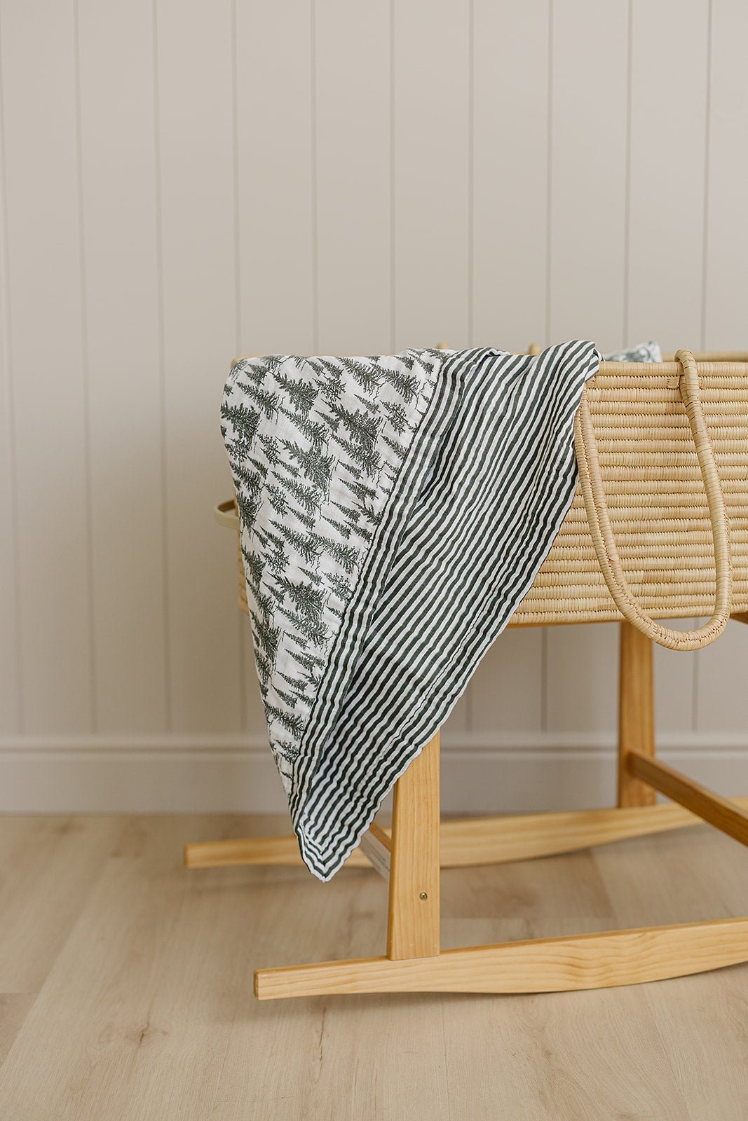 Mebie Baby Forest + Green Stripes Muslin Quilt - 