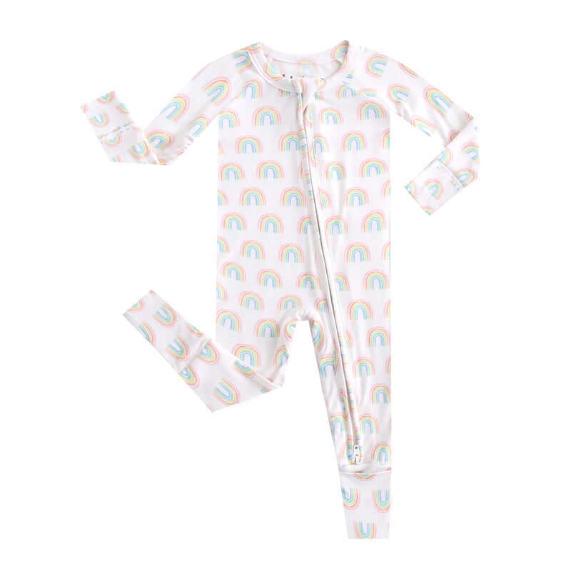 Luxie Charm Forever Rainbow Zippered Baby Romper - Everetts Place Boutique - 