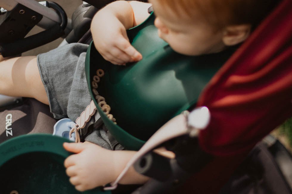 Three Little Tots Forrest Green Silicone Bib with Crumb Catcher - 