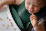 Three Little Tots Forrest Green Silicone Bib with Crumb Catcher - 