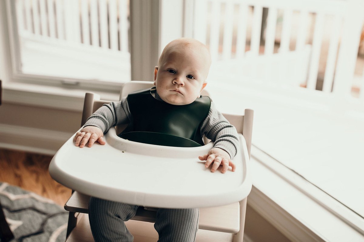 Three Little Tots Forrest Green Silicone Bib with Crumb Catcher - 