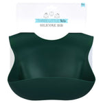 Three Little Tots Forrest Green Silicone Bib with Crumb Catcher - 