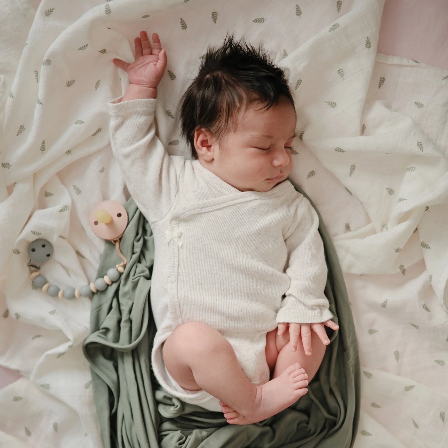 Organic Cotton Muslin Swaddle Blanket for Baby Cuddling and Nursing Mushie